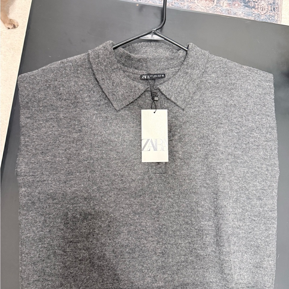 Zara Women’s Charcoal Grey Knit Polo